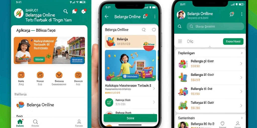 Antarmuka aplikasi BARU01 untuk belanja online yang intuitif dan menarik.