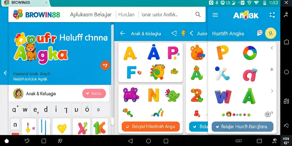 Antarmuka menarik dan edukatif untuk belajar huruf dan angka.