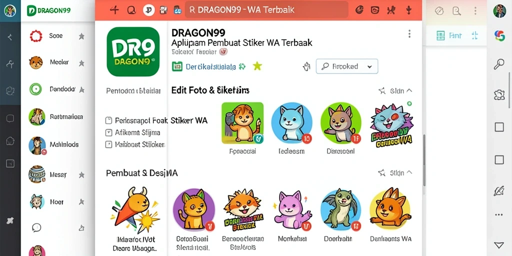 Antarmuka DRAGON99 untuk pembuatan stiker WA yang intuitif dan menarik.