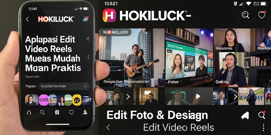 Antarmuka HOKILUCK yang memudahkan proses edit video reels.