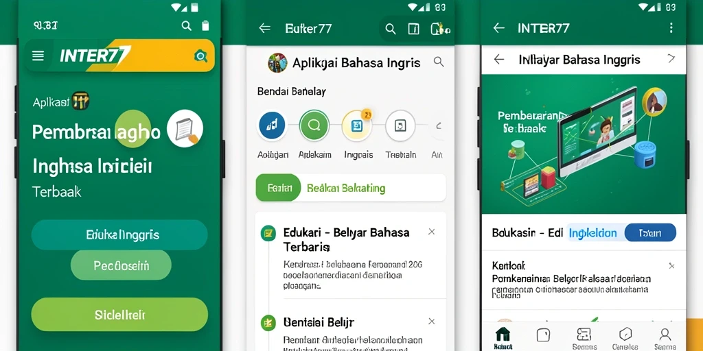 Antarmuka pengguna INTER77 untuk pembelajaran Bahasa Inggris yang interaktif.