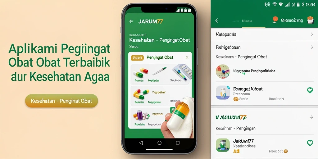 Tampilan antarmuka utama JARUM77 dengan fitur pengingat obat.