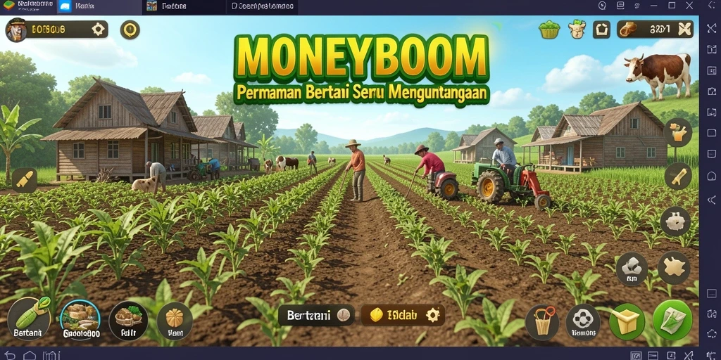 Antarmuka user-friendly permainan Bertani MONEYBOOM yang interaktif.