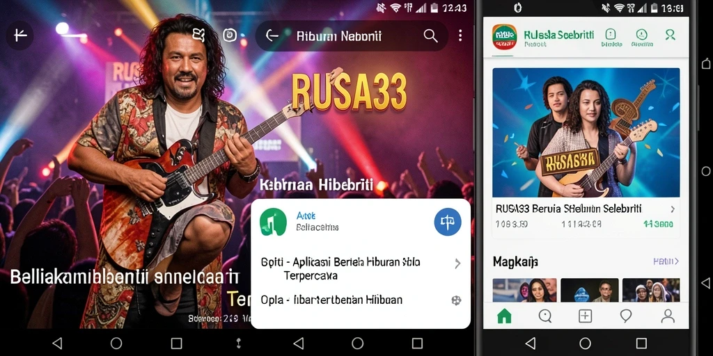Antarmuka RUSA33 menampilkan berita hiburan selebriti yang menarik.